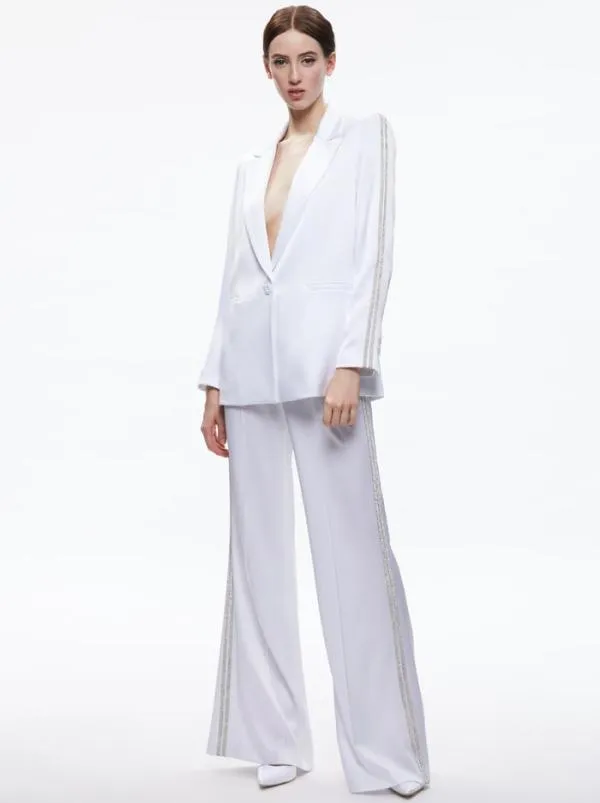 Matching Sets Women Alice Olivia DENNY BLAZER WITH CRYSTAL TRIM DYLAN PANT WITH CRYSTAL TRIM Matching Sets Women Alice Olivia DENNY BLAZER WITH CRYSTAL TRIM DYLAN PANT WITH CRYSTAL TRIM