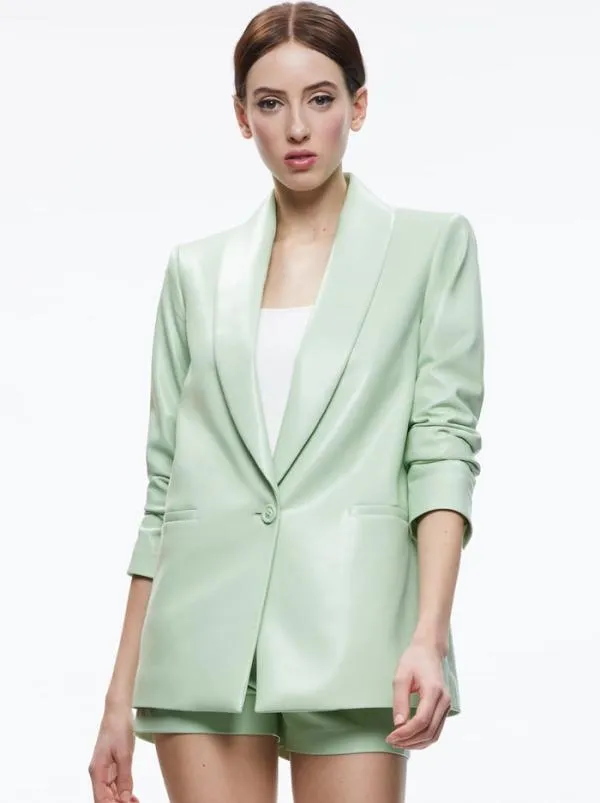 Matching Sets Women Alice Olivia DENNY VEGAN LEATHER SHAWL COLLAR BLAZER OLIVIA VEGAN LEATHER SHORT Matching Sets Women Alice Olivia DENNY VEGAN LEATHER SHAWL COLLAR BLAZER OLIVIA VEGAN LEATHER SHORT