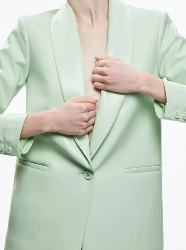 Matching Sets Women Alice Olivia DENNY VEGAN LEATHER SHAWL COLLAR BLAZER OLIVIA VEGAN LEATHER SHORT Matching Sets Women Alice Olivia DENNY VEGAN LEATHER SHAWL COLLAR BLAZER OLIVIA VEGAN LEATHER SHORT