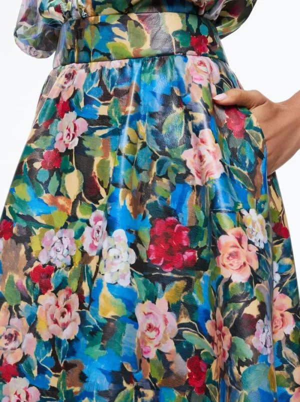 Matching Sets Women Alice Olivia EARLA VEGAN LEATHER FLARE SKIRT ILAN SMOCKED SLEEVE BUTTON FRONT BLOUSE Matching Sets Women Alice Olivia EARLA VEGAN LEATHER FLARE SKIRT ILAN SMOCKED SLEEVE BUTTON FRONT BLOUSE