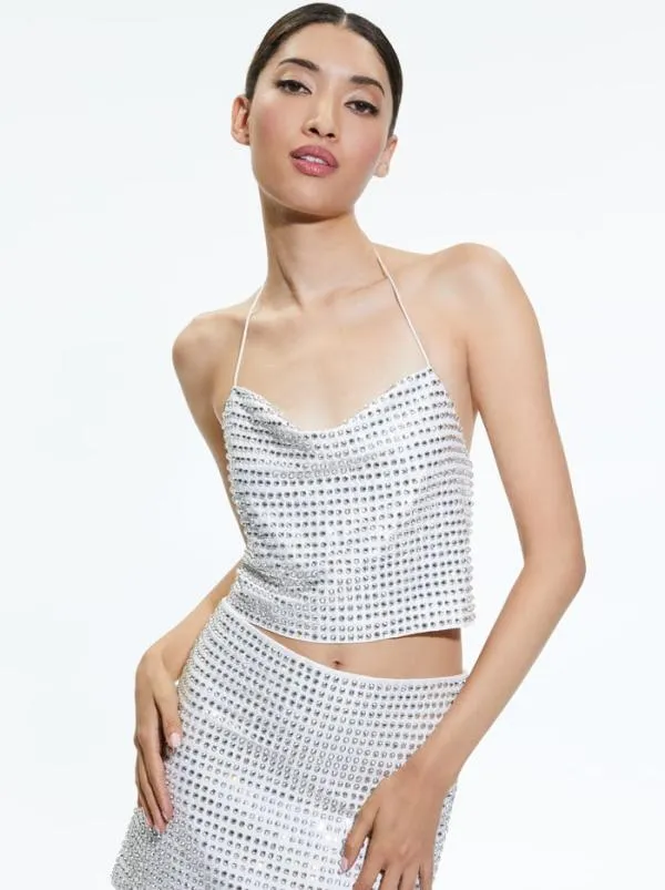 Matching Sets Women Alice Olivia GRAZI EMBELLISHED TIE BACK CROP TOP RILEY EMBELLISHED MINI SKIRT Matching Sets Women Alice Olivia GRAZI EMBELLISHED TIE BACK CROP TOP RILEY EMBELLISHED MINI SKIRT
