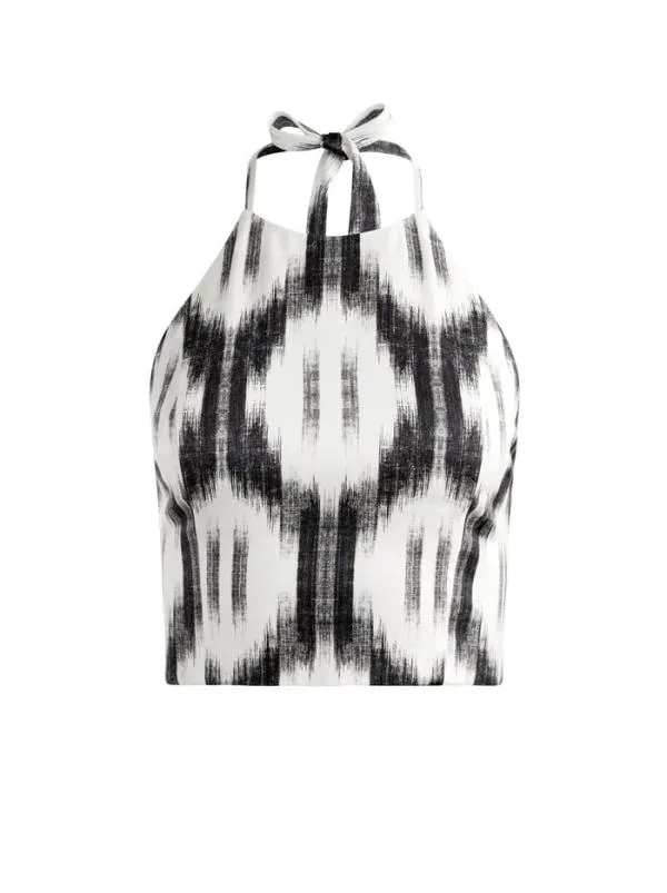 Matching Sets Women Alice Olivia IKAT PRINT DOMINO KIMONO WITH TIE BELT ASH TIE NECK HALTER TOP TANDY SHORTS Matching Sets Women Alice Olivia IKAT PRINT DOMINO KIMONO WITH TIE BELT ASH TIE NECK HALTER TOP TANDY SHORTS