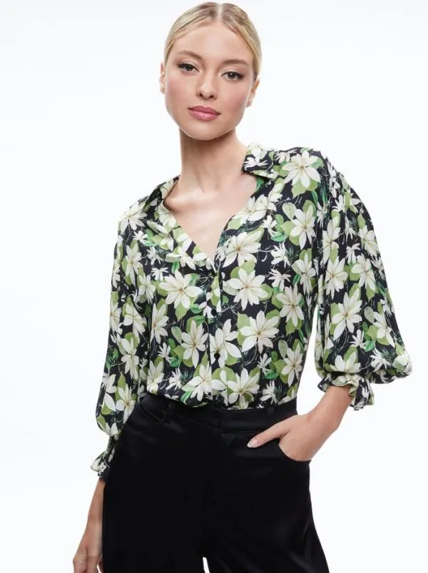 Matching Sets Women Alice Olivia JULIUS COLLARED BLOUSE OLIVIA BOOTCUT PANT