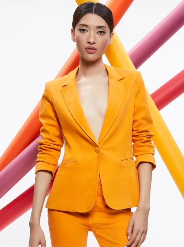 Matching Sets Women Alice Olivia MACEY NOTCH COLLAR FITTED BLAZER CARLI DENIM BRA TOP BEAUTIFUL HIGH RISE BELL JEAN Matching Sets Women Alice Olivia MACEY NOTCH COLLAR FITTED BLAZER CARLI DENIM BRA TOP BEAUTIFUL HIGH RISE BELL JEAN