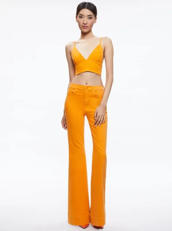 Matching Sets Women Alice Olivia MACEY NOTCH COLLAR FITTED BLAZER CARLI DENIM BRA TOP BEAUTIFUL HIGH RISE BELL JEAN Matching Sets Women Alice Olivia MACEY NOTCH COLLAR FITTED BLAZER CARLI DENIM BRA TOP BEAUTIFUL HIGH RISE BELL JEAN