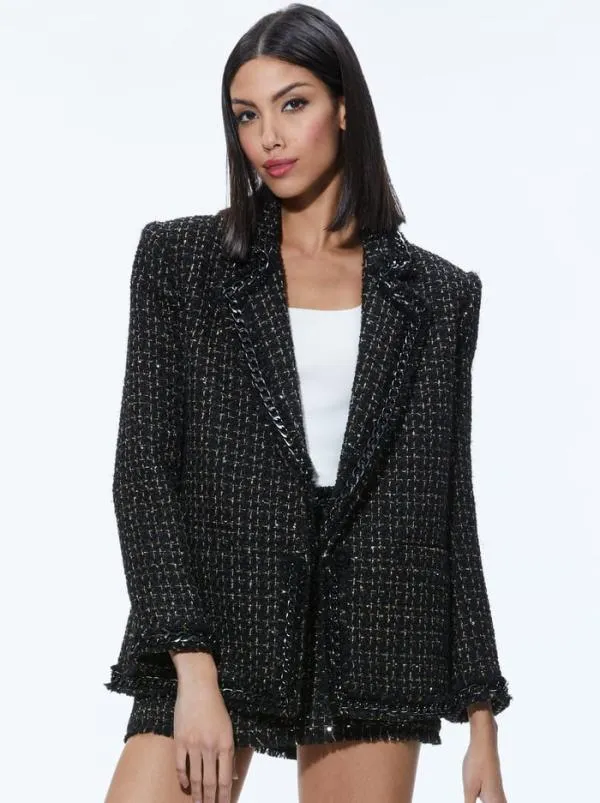 Matching Sets Women Alice Olivia SHAN TWEED CHAIN TRIM BLAZER JALEN CHAIN MINI SKIRT Matching Sets Women Alice Olivia SHAN TWEED CHAIN TRIM BLAZER JALEN CHAIN MINI SKIRT