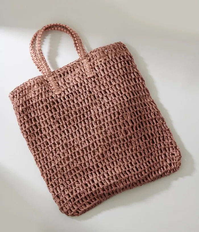 Mauve Pink Straw Tote Bag Accessories Unique Vintage Tote Bags