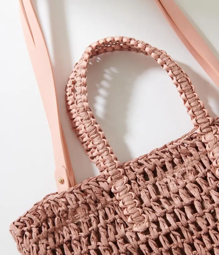 Mauve Pink Straw Tote Bag Accessories Unique Vintage Tote Bags