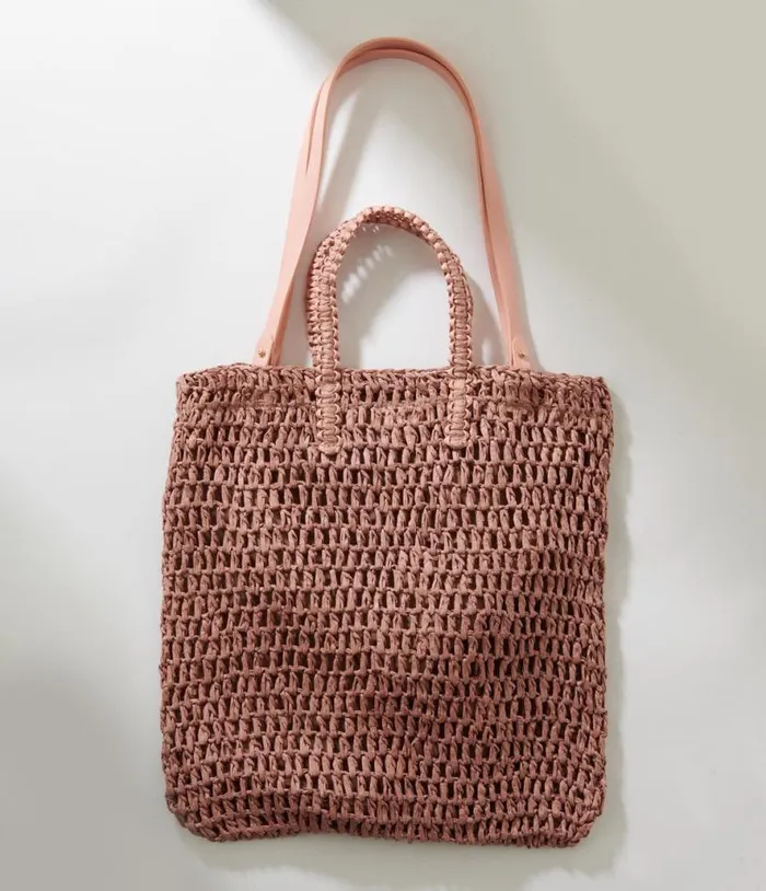 Mauve Pink Straw Tote Bag Accessories Unique Vintage Tote Bags