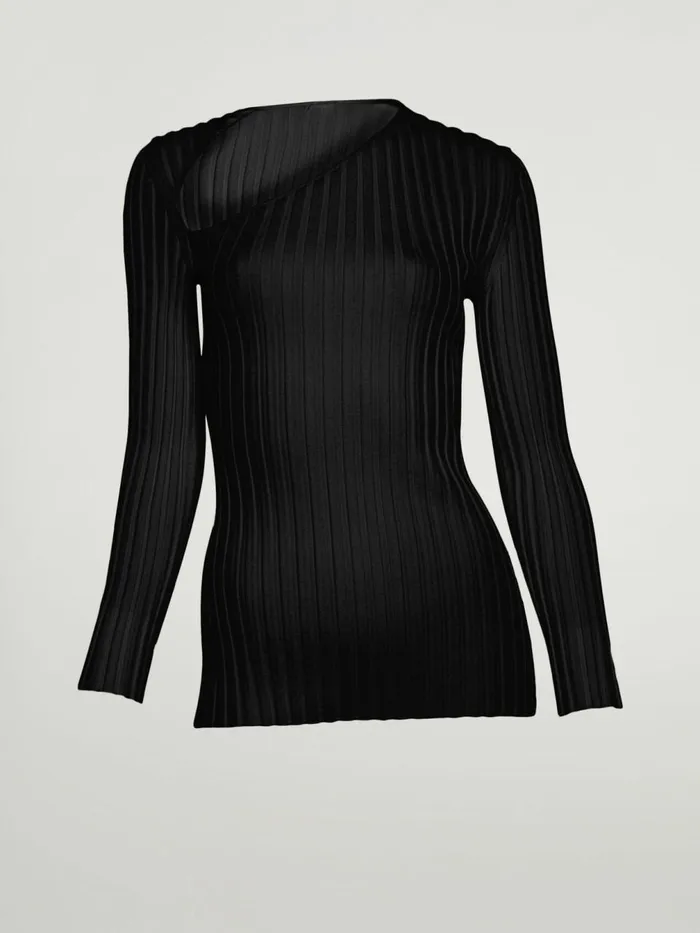 Mega Rib Top Long Sleeves Black Women Wolford Tops