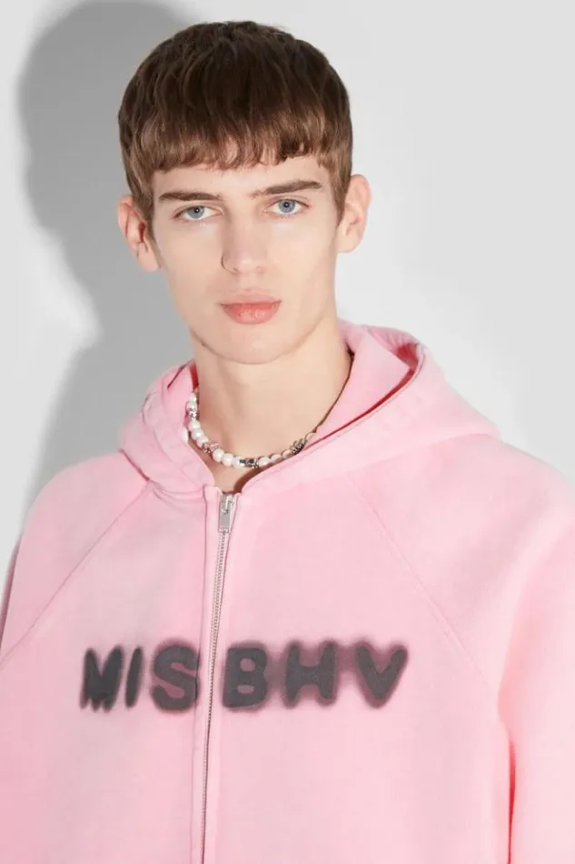 Men Hoodies and Sweats MISBHV Community Zipped Hoodie Vintage Pink