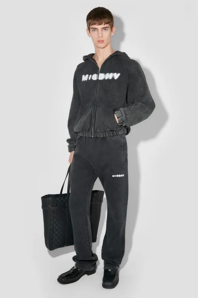 Men Hoodies and Sweats MISBHV Community Zipped Hoodie Washed Black