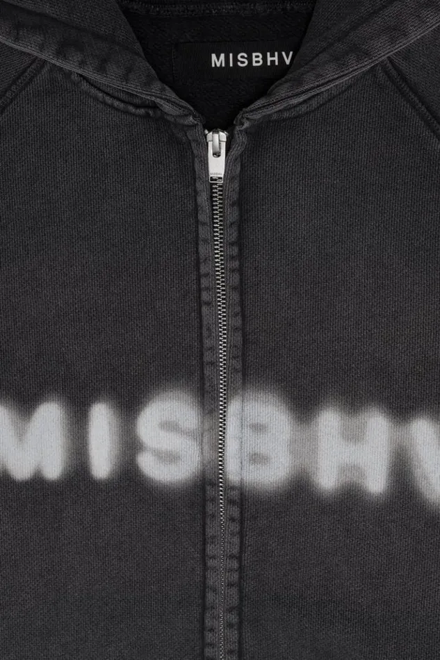 Men Hoodies and Sweats MISBHV Community Zipped Hoodie Washed Black