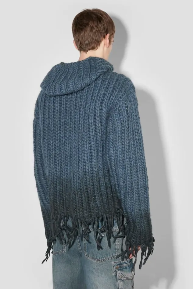 Men Knitwear MISBHV Coated Bulky Knitted Hoodie Denim Blue