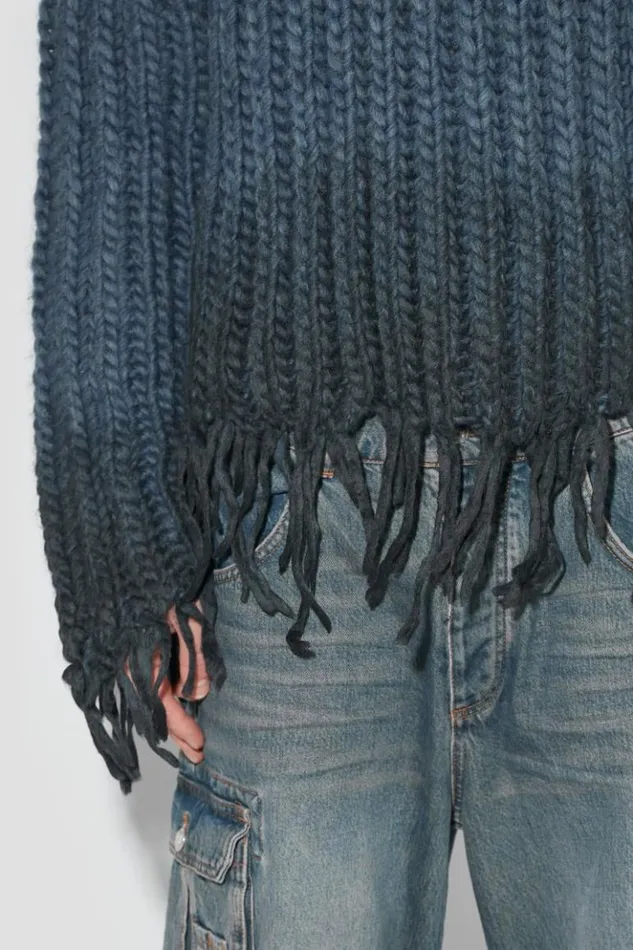 Men Knitwear MISBHV Coated Bulky Knitted Hoodie Denim Blue