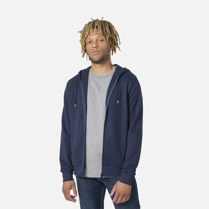 Men Men039s Fullzip Hooded Logo Cotton Sweatshirt Darknavy715 Rossignol Sweatshirts and Pullovers