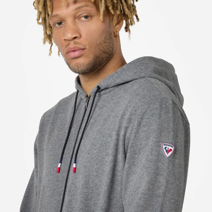 Men Men039s Fullzip Hooded Logo Cotton Sweatshirt Heathergrey280 Rossignol Sweatshirts and Pullovers