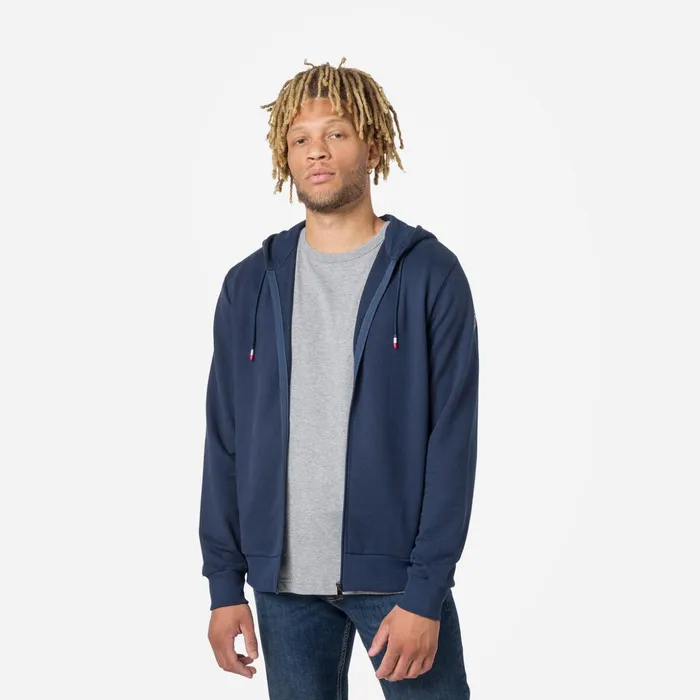 Men Men039s Fullzip Hooded Logo Fleece Sweatshirt Darknavy715 Rossignol Sweatshirts and Pullovers