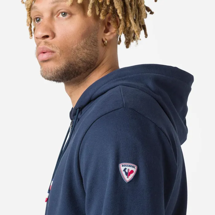 Men Men039s Fullzip Hooded Logo Fleece Sweatshirt Darknavy715 Rossignol Sweatshirts and Pullovers