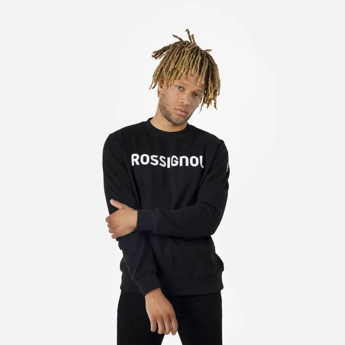 Men Men039s Logo Cotton Sweatshirt Round Neck Black200 Rossignol Sweatshirts and Pullovers