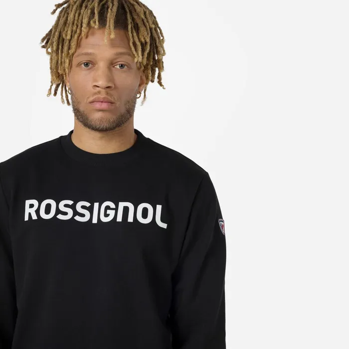 Men Men039s Logo Cotton Sweatshirt Round Neck Black200 Rossignol Sweatshirts and Pullovers