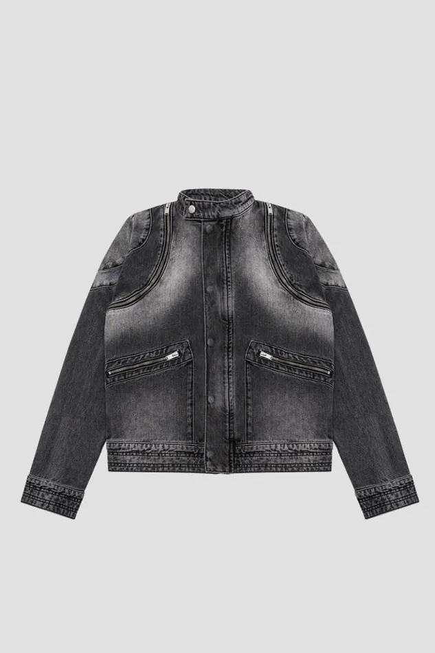 Men Outerwear MISBHV Downtown La Denim Moto Jacket Black