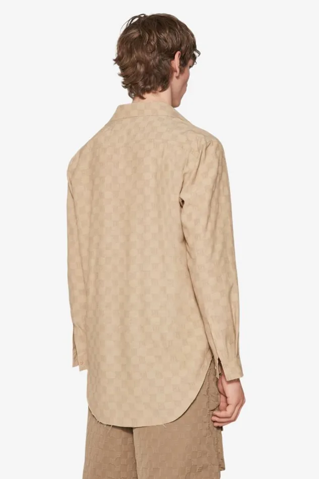 Men Tops MISBHV Jordan Barrett Oversize Monogram Wool Shirt Beige
