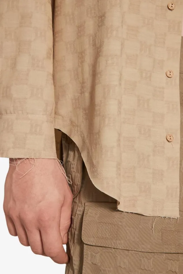 Men Tops MISBHV Jordan Barrett Oversize Monogram Wool Shirt Beige