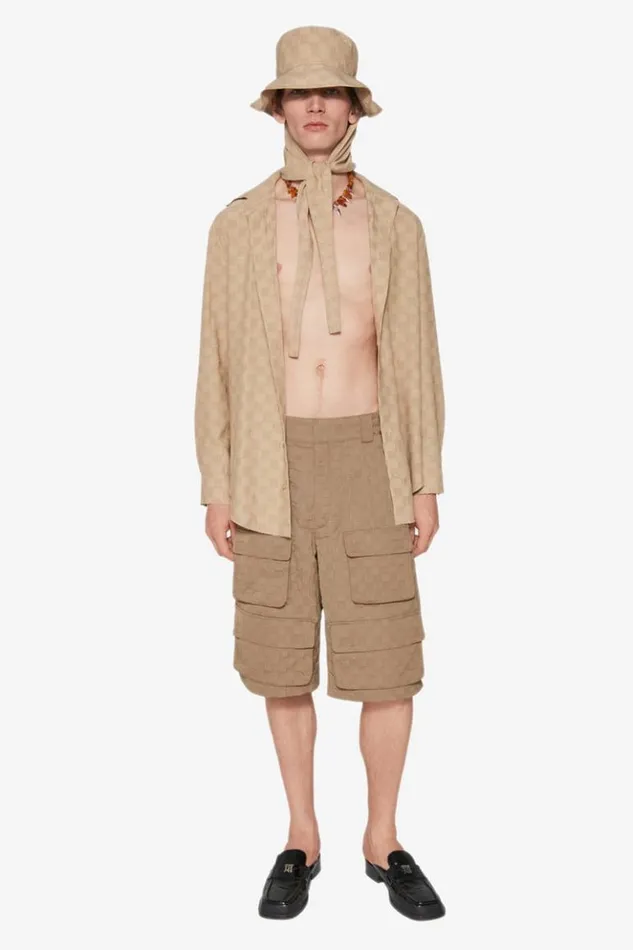 Men Tops MISBHV Jordan Barrett Oversize Monogram Wool Shirt Beige
