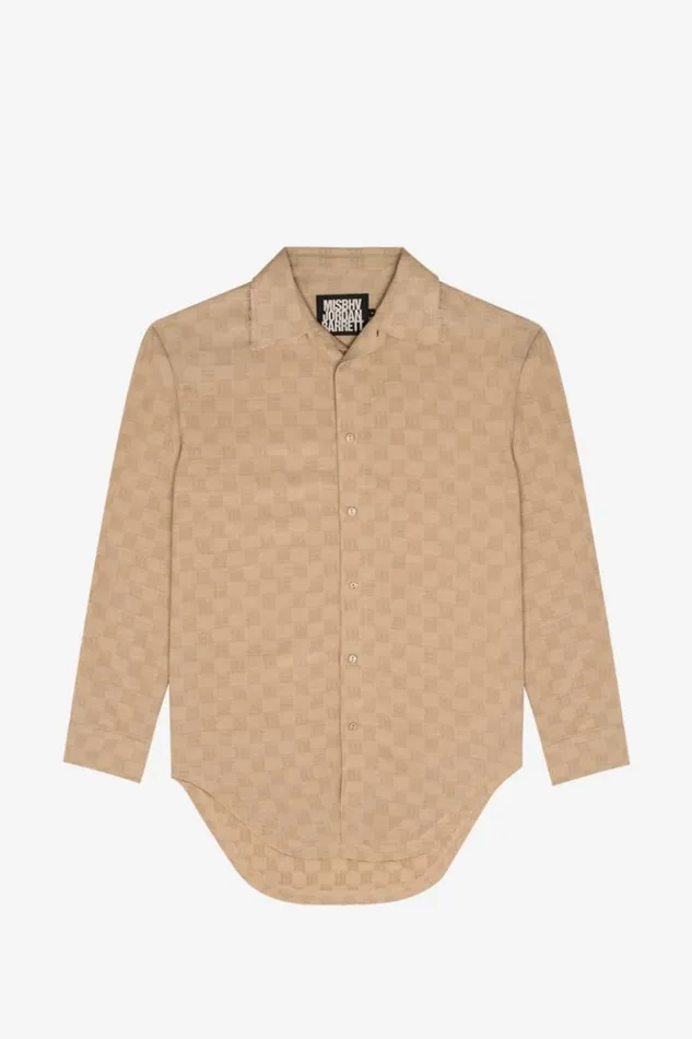 Men Tops MISBHV Jordan Barrett Oversize Monogram Wool Shirt Beige