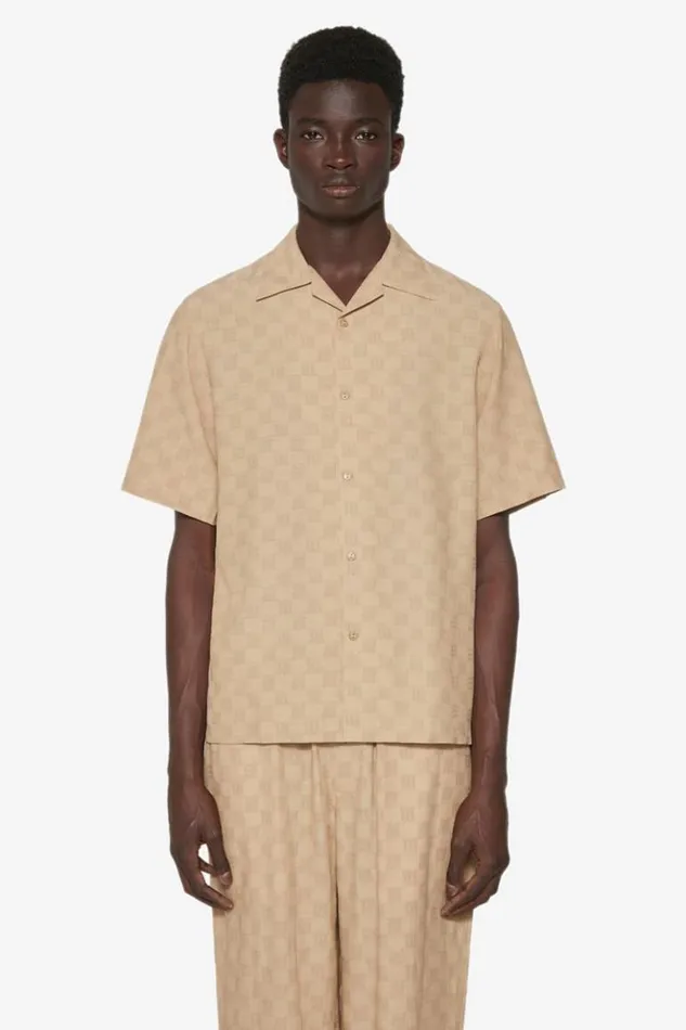 Men Tops MISBHV Monogram Viscose Wool Shirt Beige