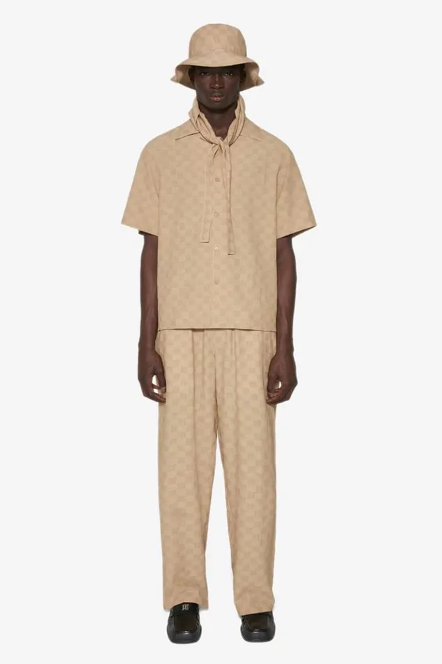 Men Tops MISBHV Monogram Viscose Wool Shirt Beige