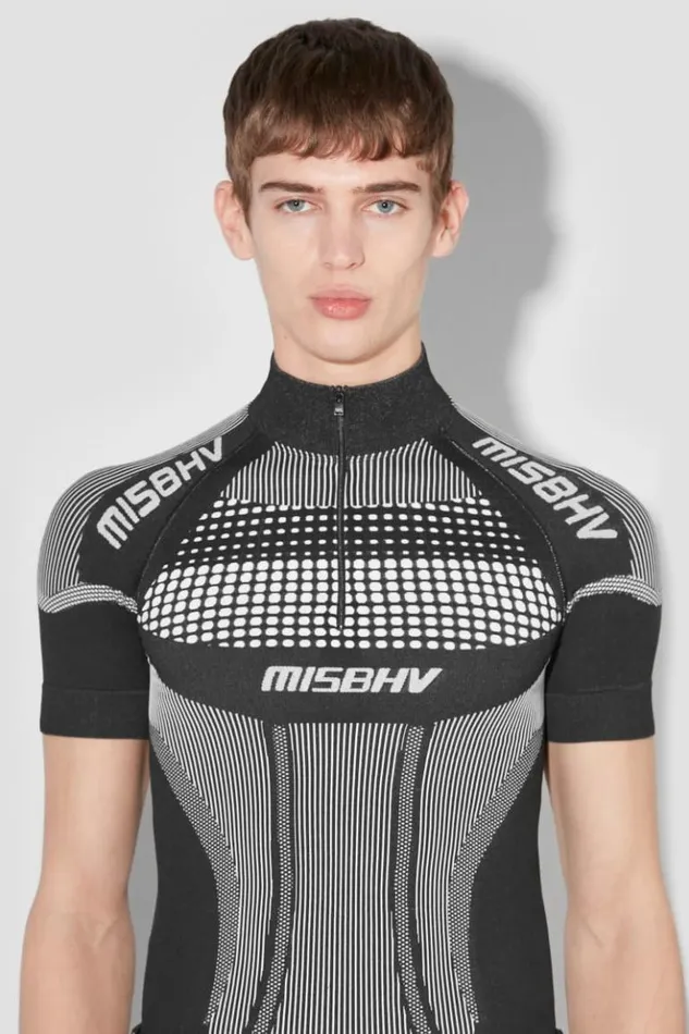 Men Tops MISBHV Sport Europa QuarterZip TShirt Blackwhite