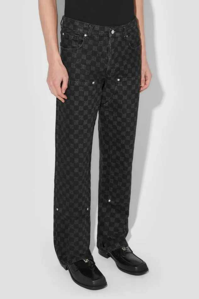 Men Trousers MISBHV Denim Monogram Carpenter Trousers Black