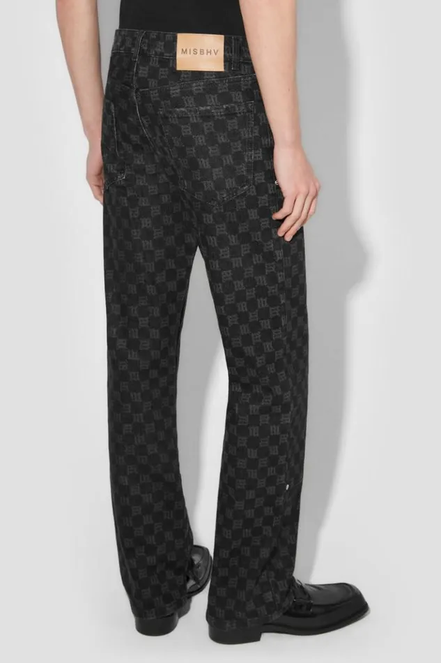 Men Trousers MISBHV Denim Monogram Carpenter Trousers Black