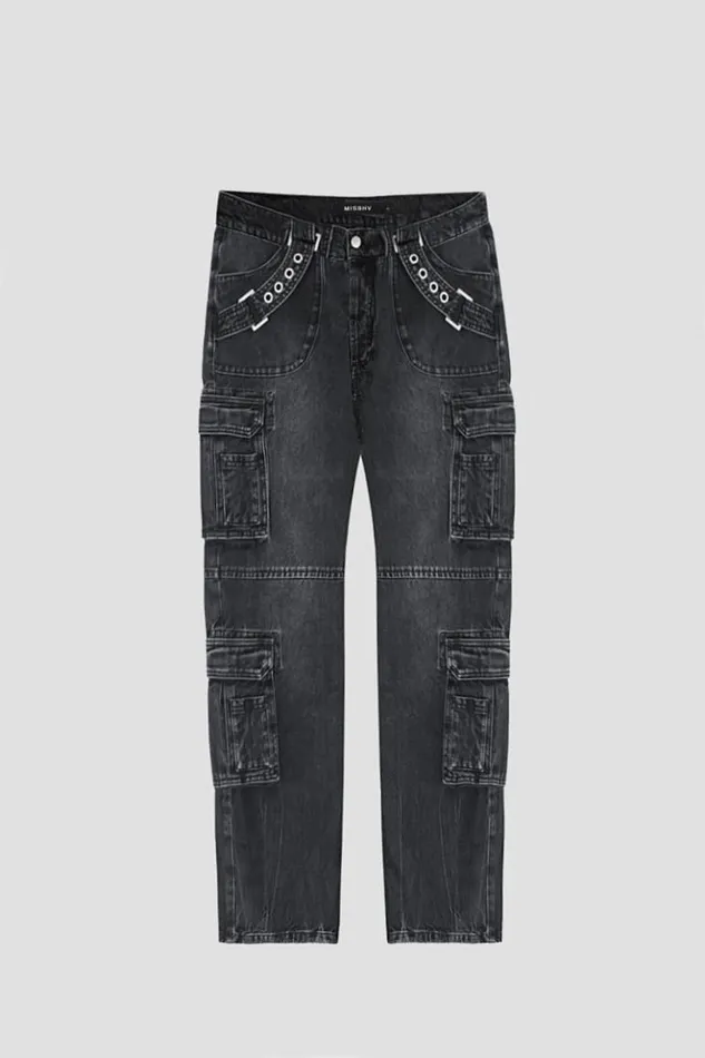 Men Trousers MISBHV Harness Cargo Trousers Black