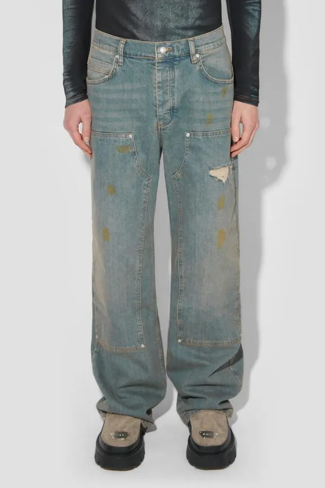 Men Trousers MISBHV Sunrise Wash Carpenter Denim Trousers Blue