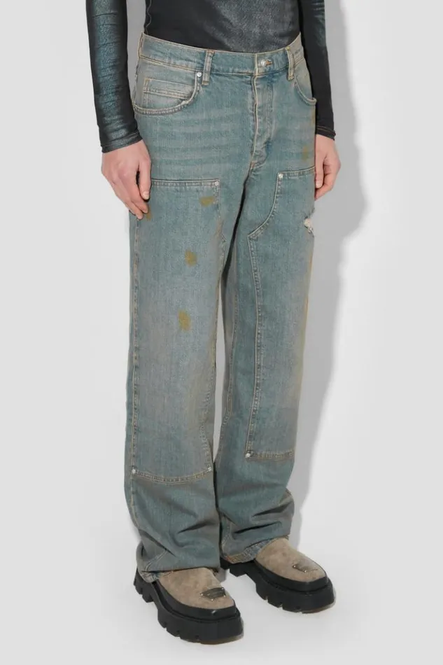 Men Trousers MISBHV Sunrise Wash Carpenter Denim Trousers Blue