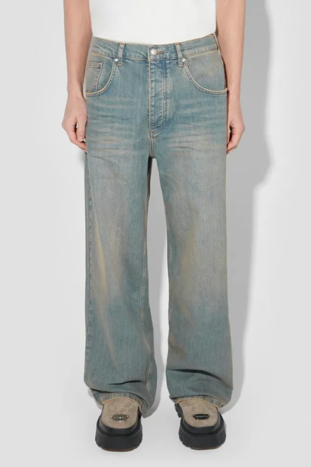 Men Trousers MISBHV Sunset Wash Baggy Denim Trousers Blue