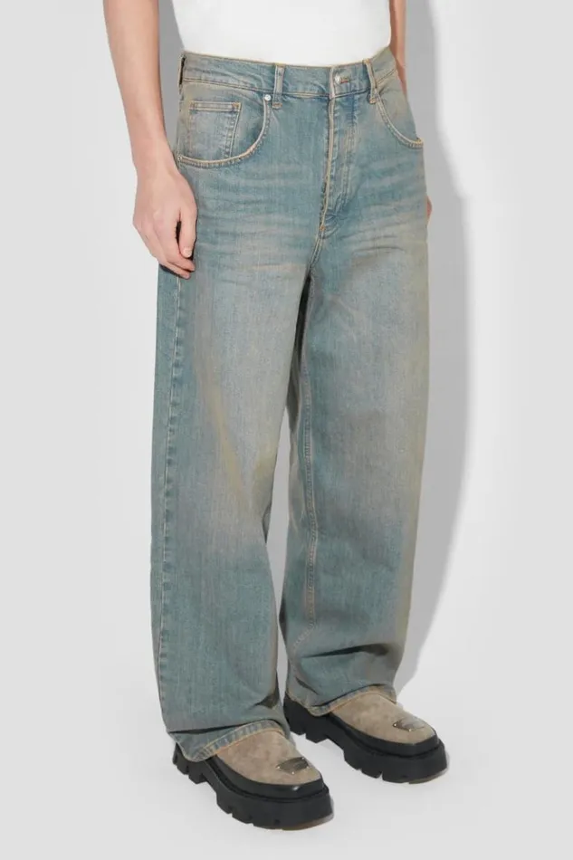 Men Trousers MISBHV Sunset Wash Baggy Denim Trousers Blue