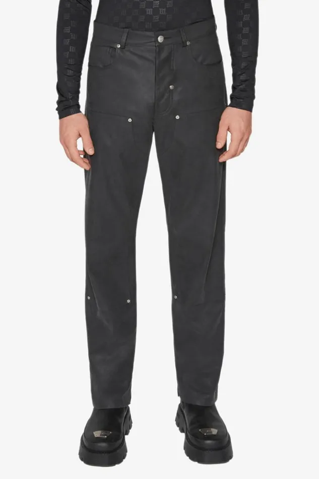 Men Trousers MISBHV Vegan Leather Carpenter Trousers Black