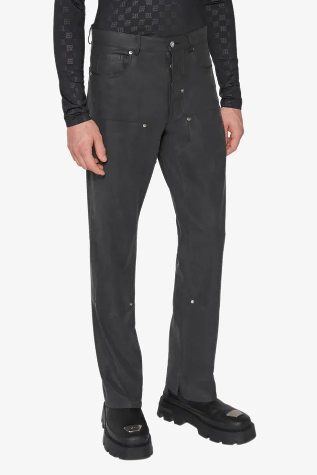 Men Trousers MISBHV Vegan Leather Carpenter Trousers Black