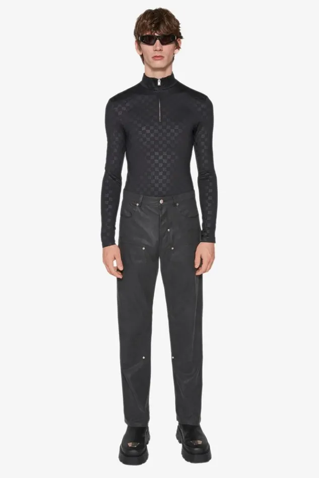 Men Trousers MISBHV Vegan Leather Carpenter Trousers Black