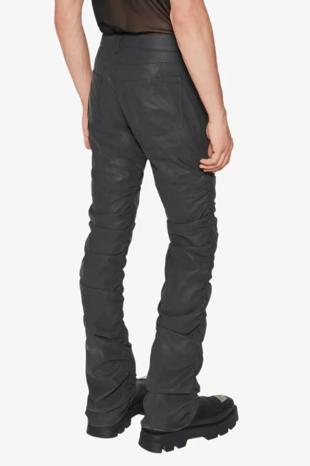 Men Trousers MISBHV Vegan Leather Ruched Trousers Black