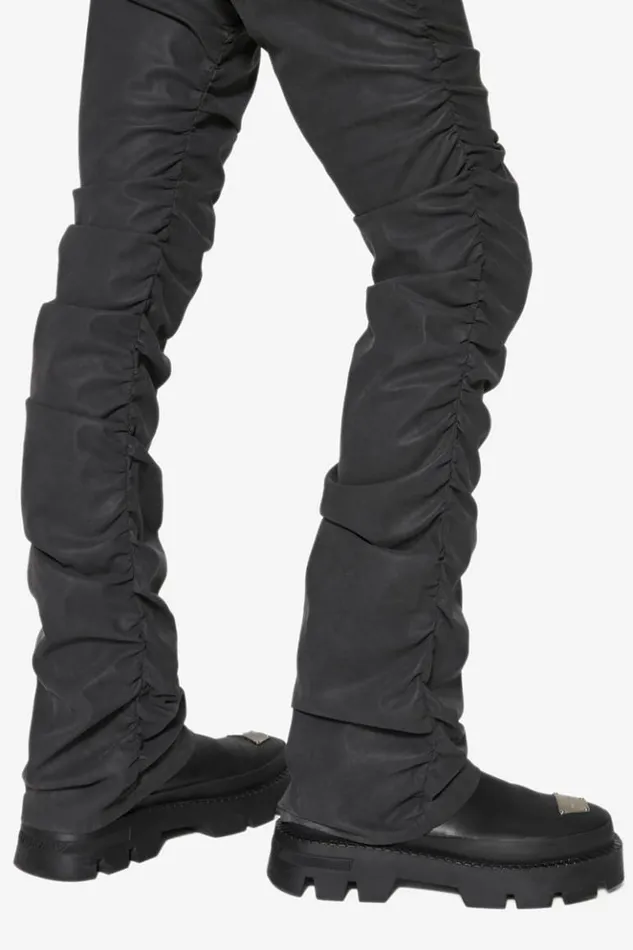 Men Trousers MISBHV Vegan Leather Ruched Trousers Black