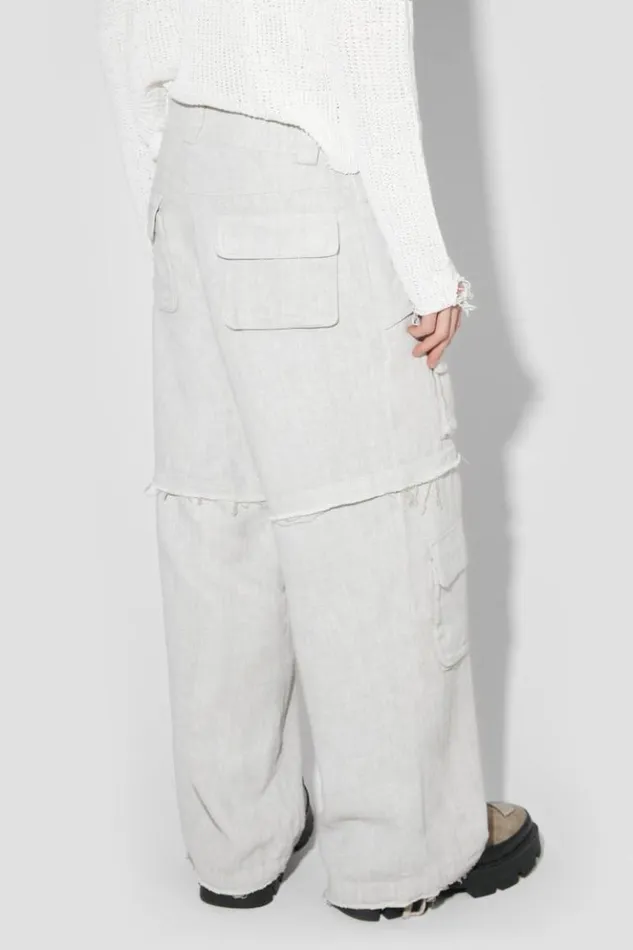 Men Trousers MISBHV Washed Linen Cargo Pants Off White