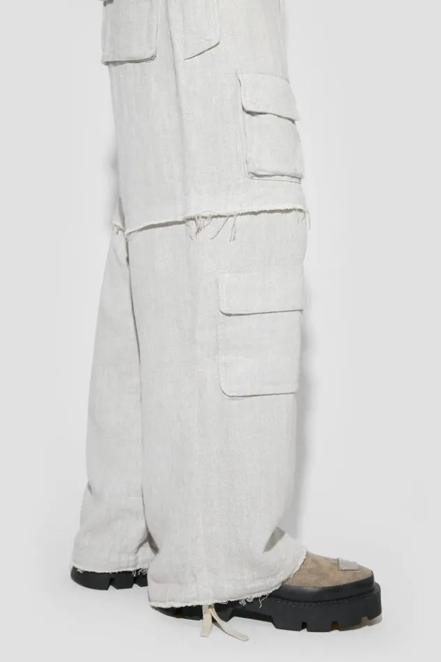 Men Trousers MISBHV Washed Linen Cargo Pants Off White