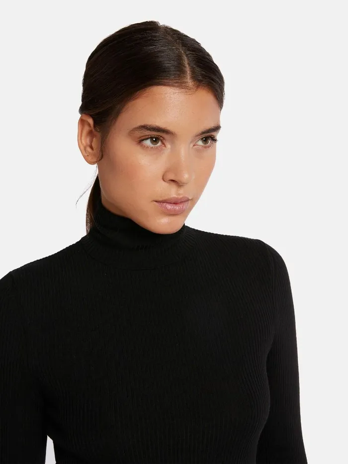 Merino Fine Rib Pullover Black Women Wolford Longsleeve Shirts