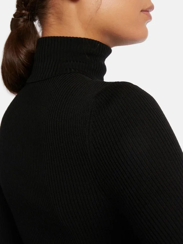 Merino Fine Rib Pullover Black Women Wolford Longsleeve Shirts