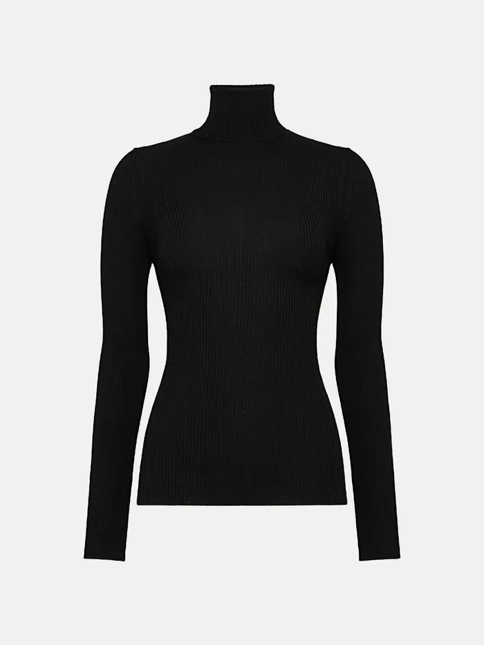 Merino Fine Rib Pullover Black Women Wolford Longsleeve Shirts